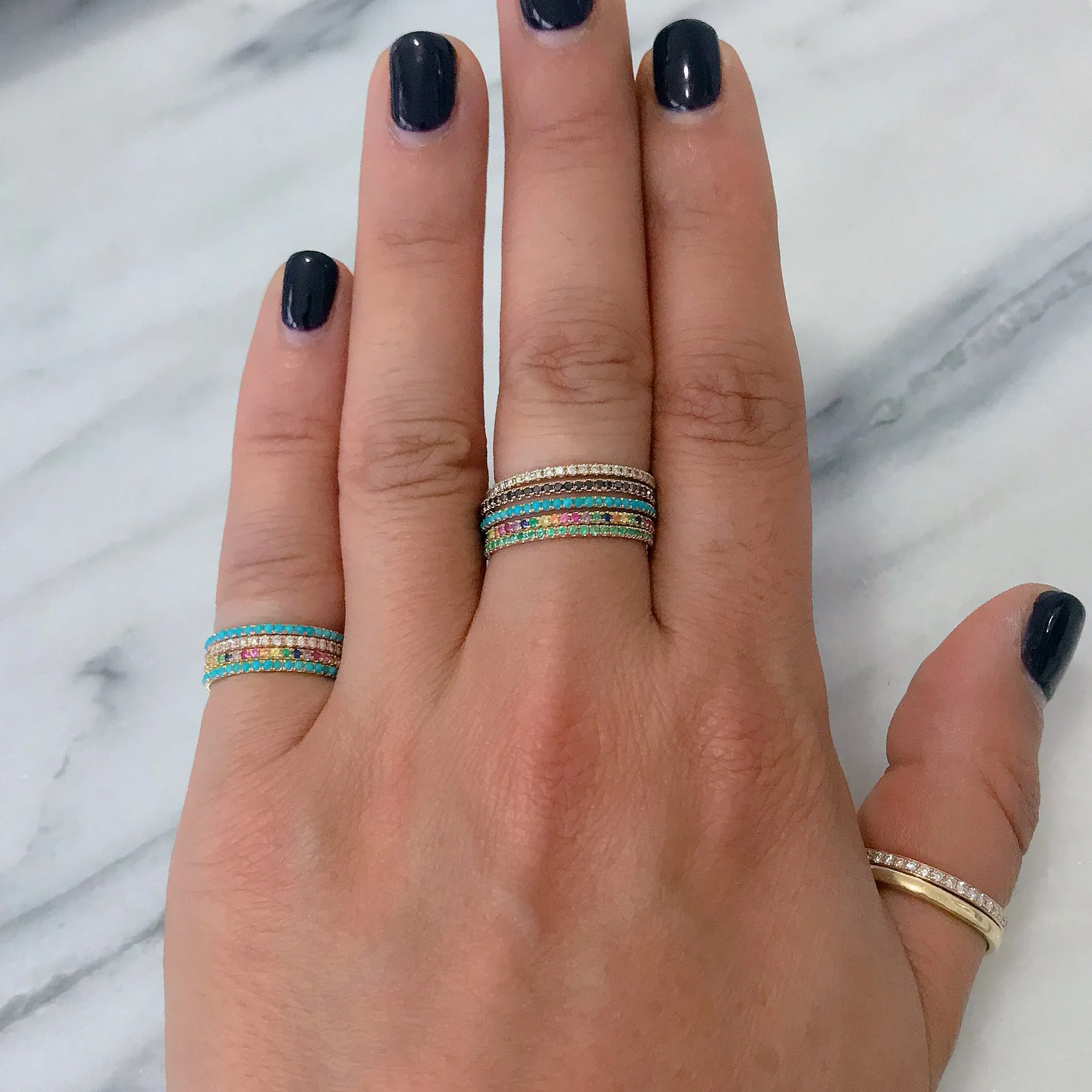 14K Gold Micro Pavé Black Diamond Full Eternity Band