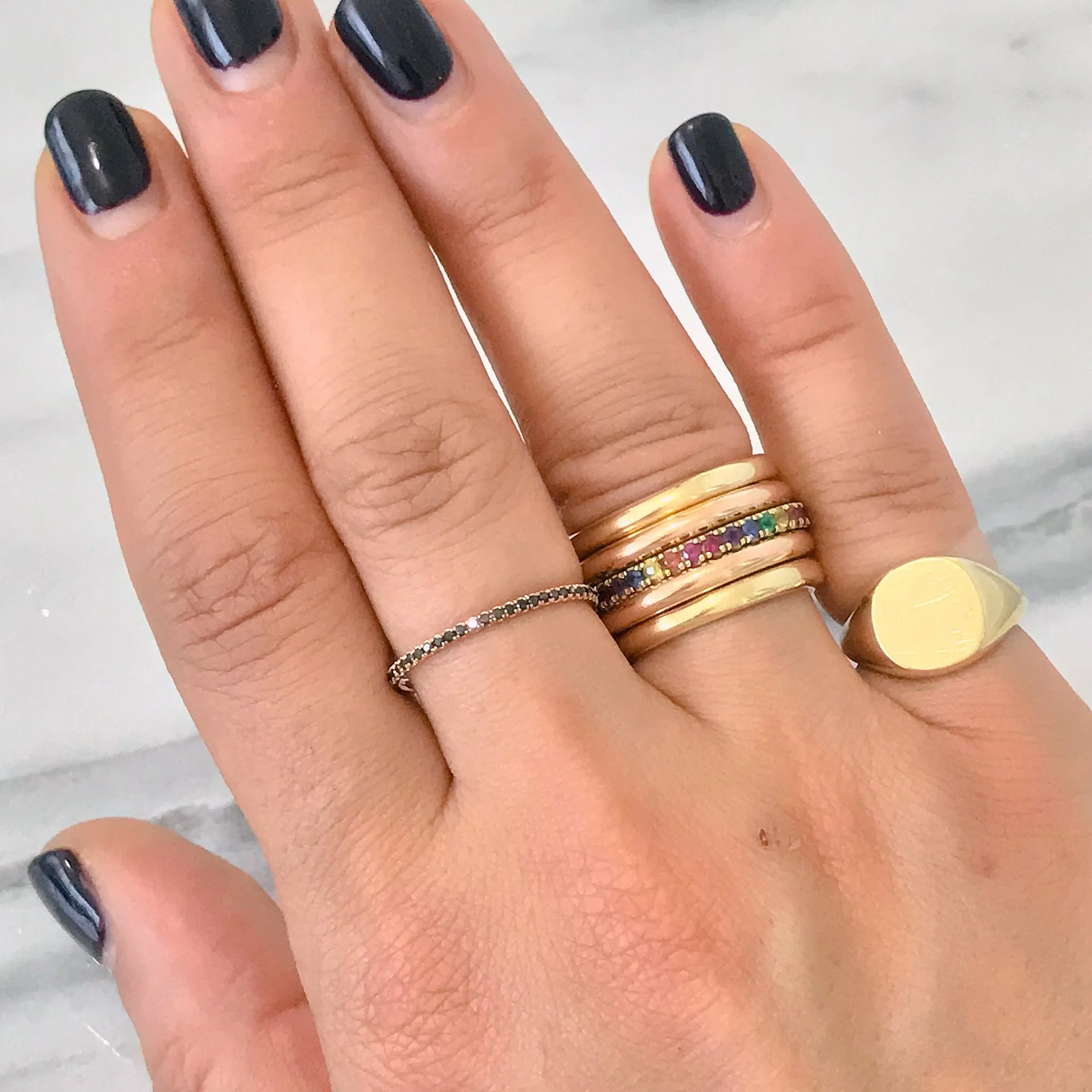 14K Gold Micro Pavé Black Diamond Full Eternity Band