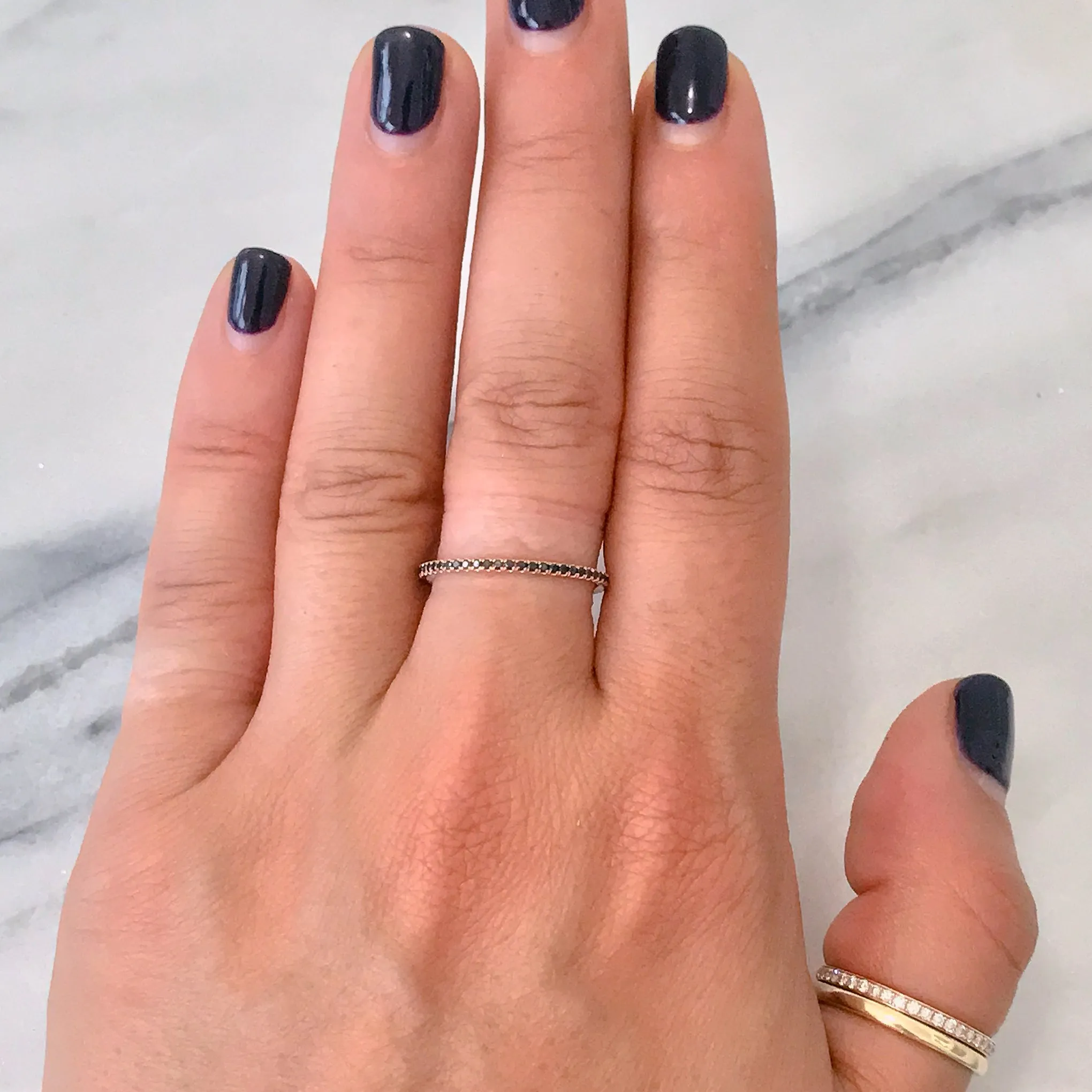 14K Gold Micro Pavé Black Diamond Full Eternity Band