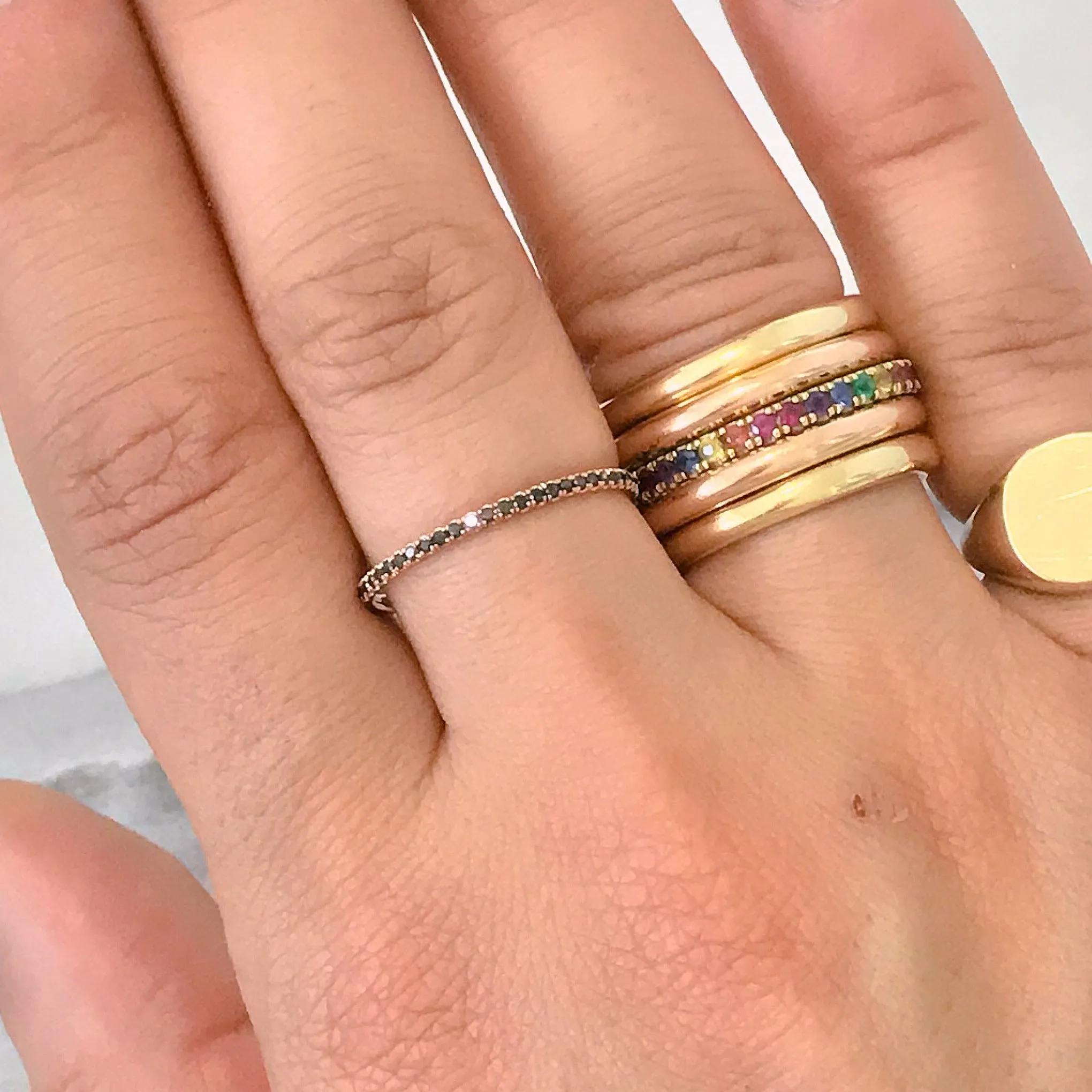 14K Gold Micro Pavé Black Diamond Full Eternity Band
