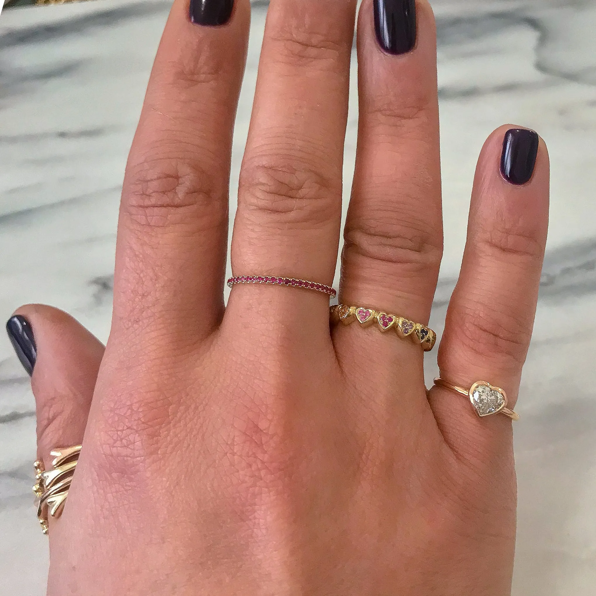 14K Gold Micro Pavé Ruby Gemstone Full Eternity Band