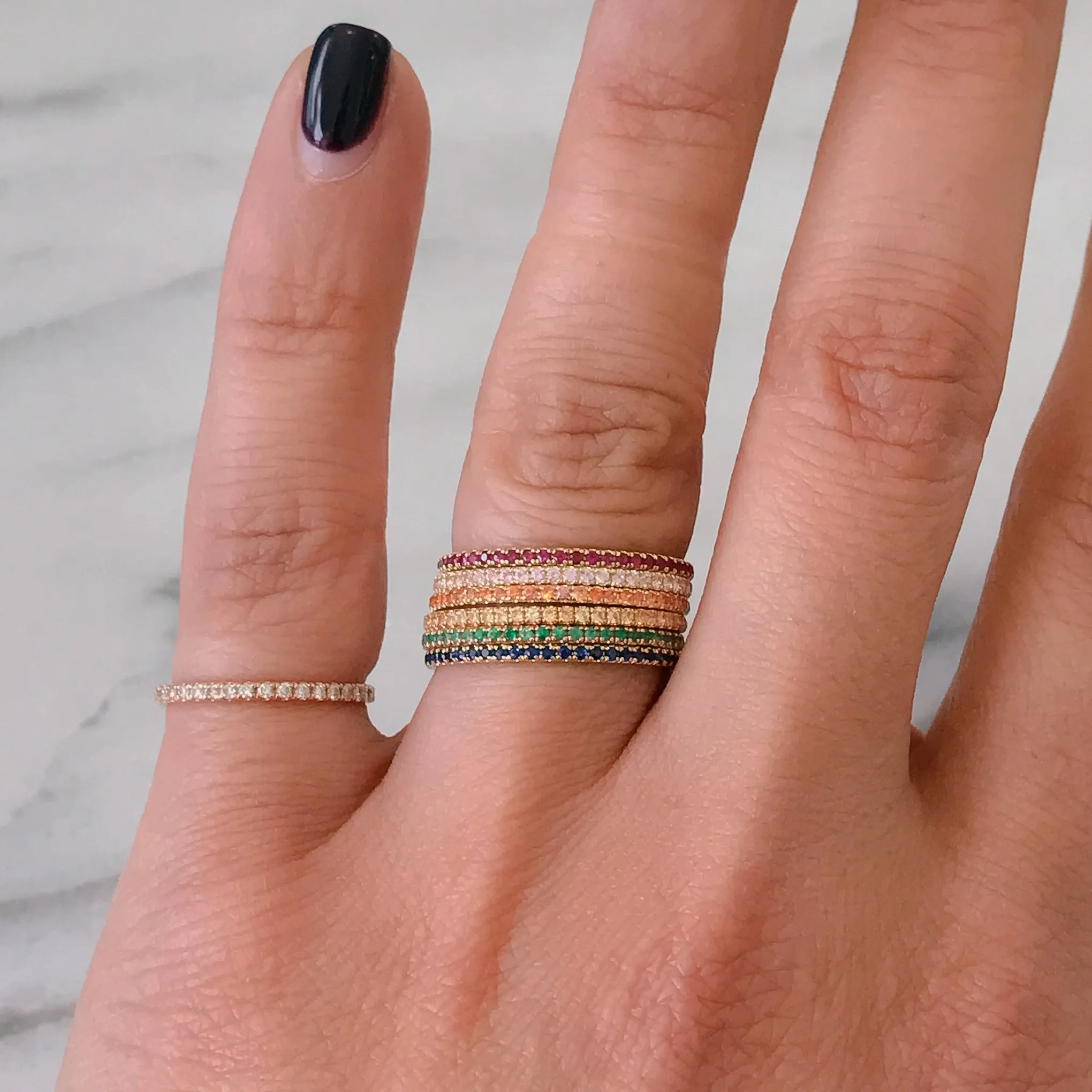 14K Gold Micro Pavé Ruby Gemstone Full Eternity Band