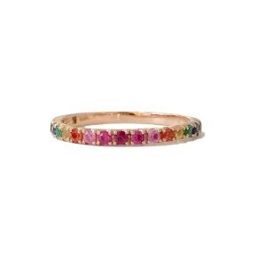 14K Gold Pavé Rainbow Gemstone Half Eternity Band