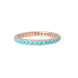 14K Gold Pavé Turquoise Gemstone Full Eternity Band
