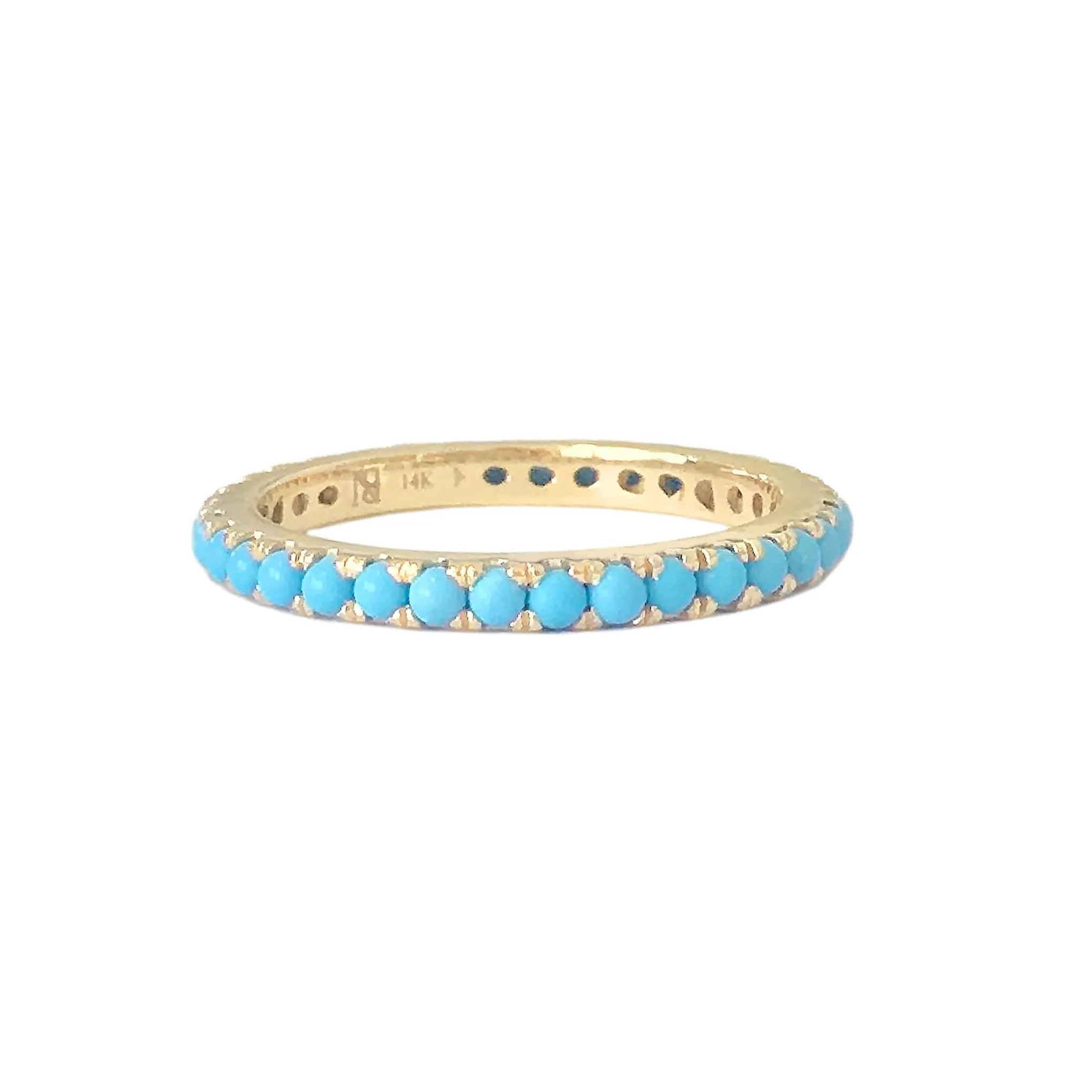 14K Gold Pavé Turquoise Gemstone Full Eternity Band