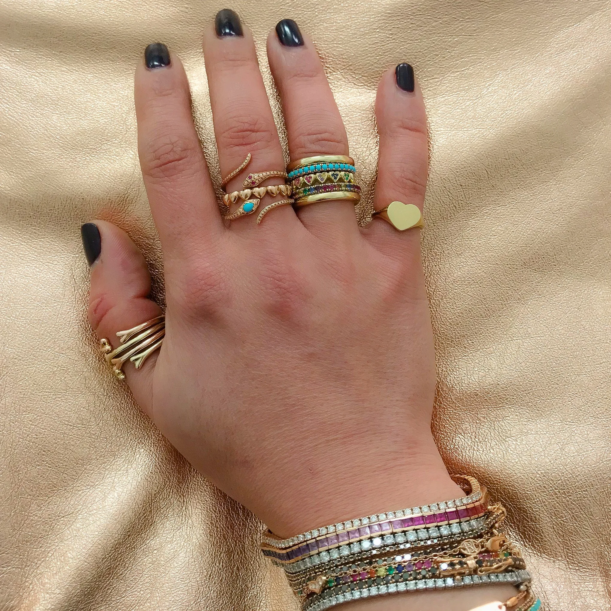 14K Gold Pavé Turquoise Gemstone Full Eternity Band