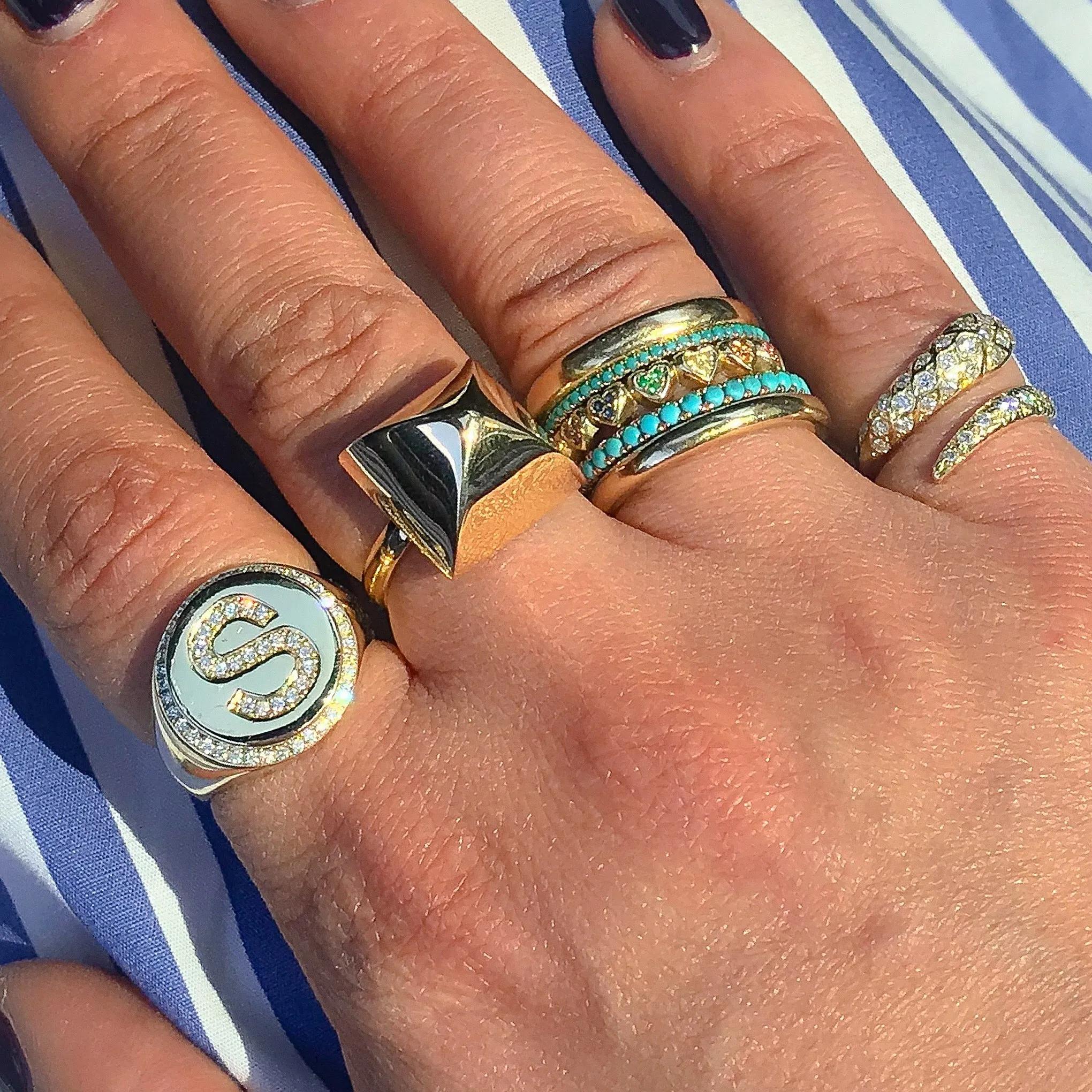 14K Gold Pavé Turquoise Gemstone Full Eternity Band