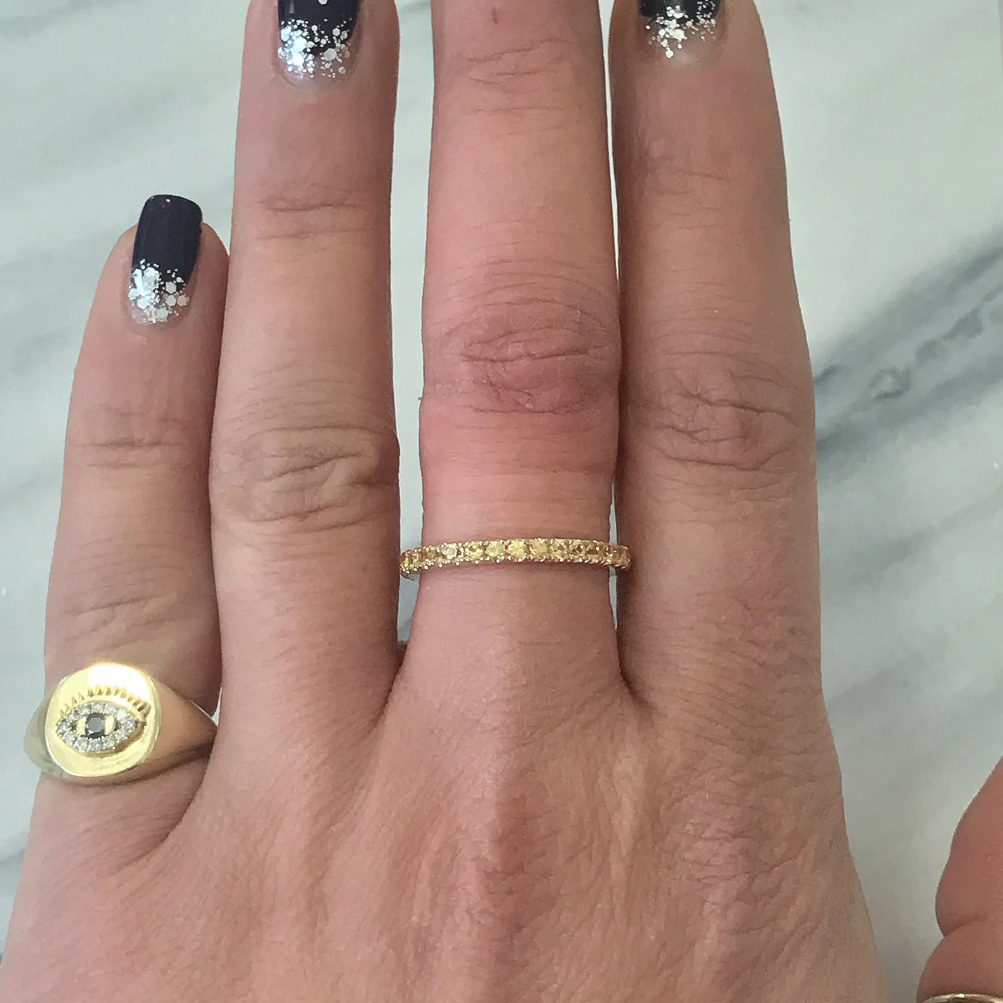 14K Gold Pavé Yellow Sapphire Full Eternity Band