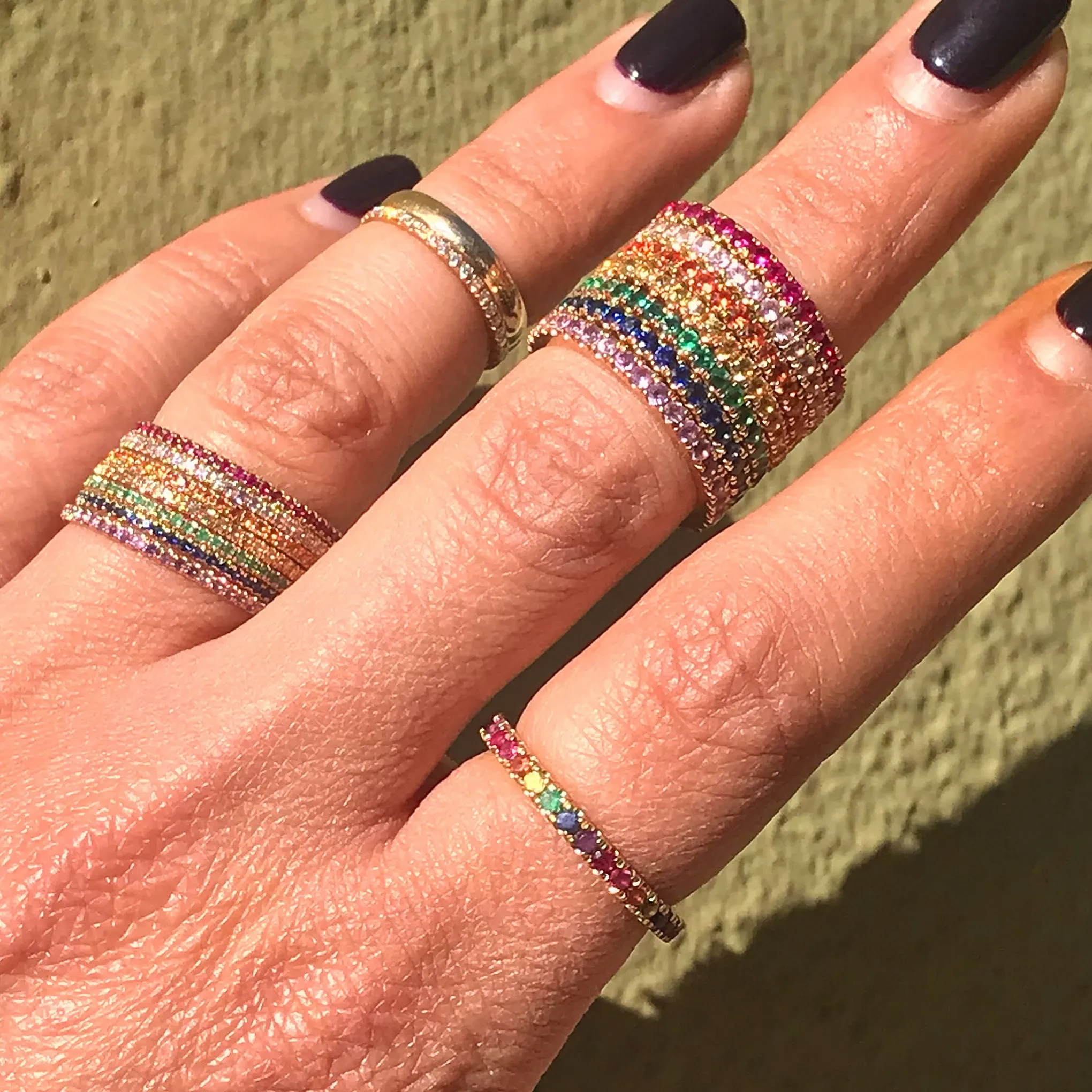 14K Gold Pavé Yellow Sapphire Full Eternity Band