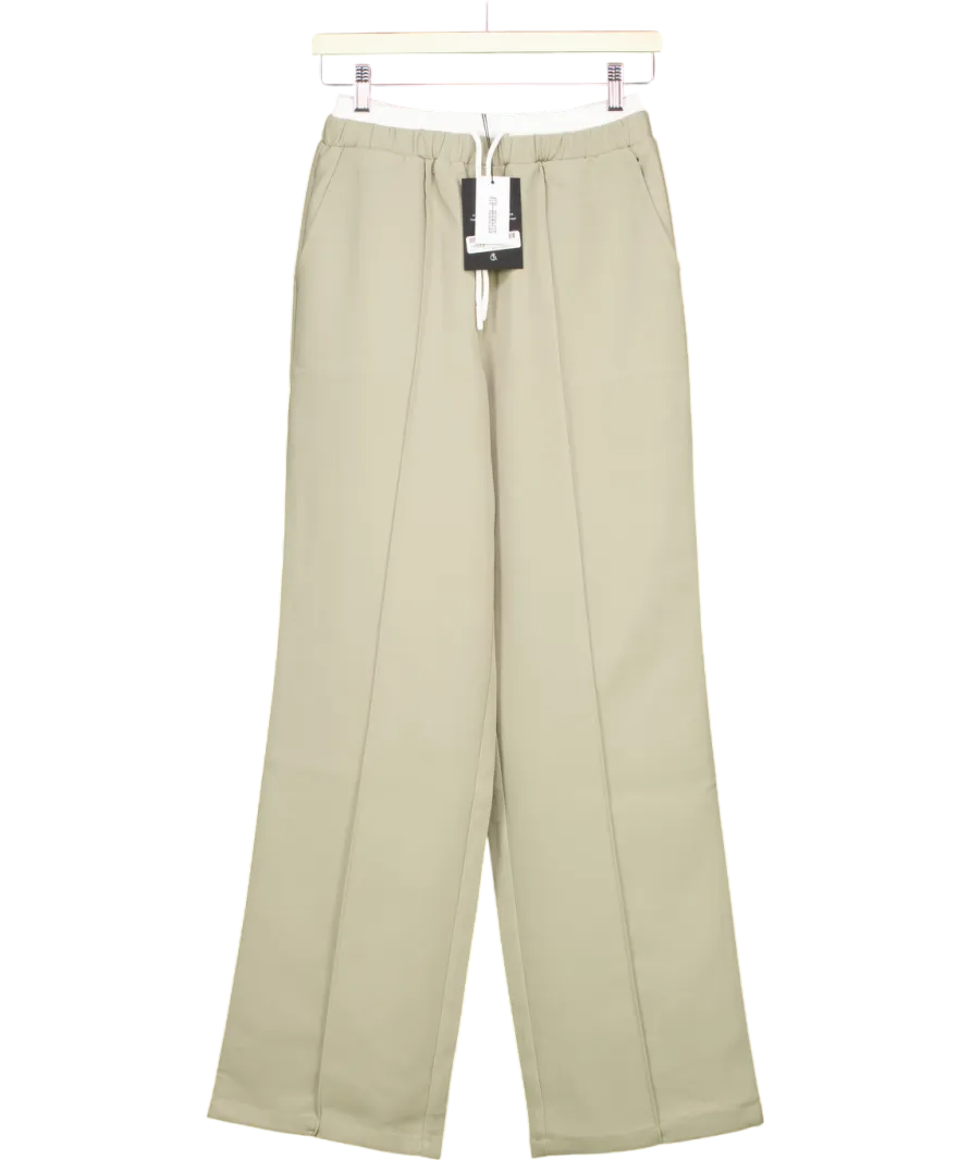 4th & Reckless Green Olive Contrast Waistband Straight Leg Trouser- Bianca UK 6