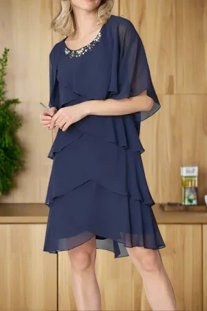 A-Line Half Sleeves Knee Length Mother of The Bride Dresses
