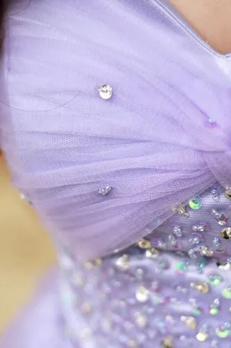 A-line Sweetheart Knee Length Tulle Rhinestone Prom Dress