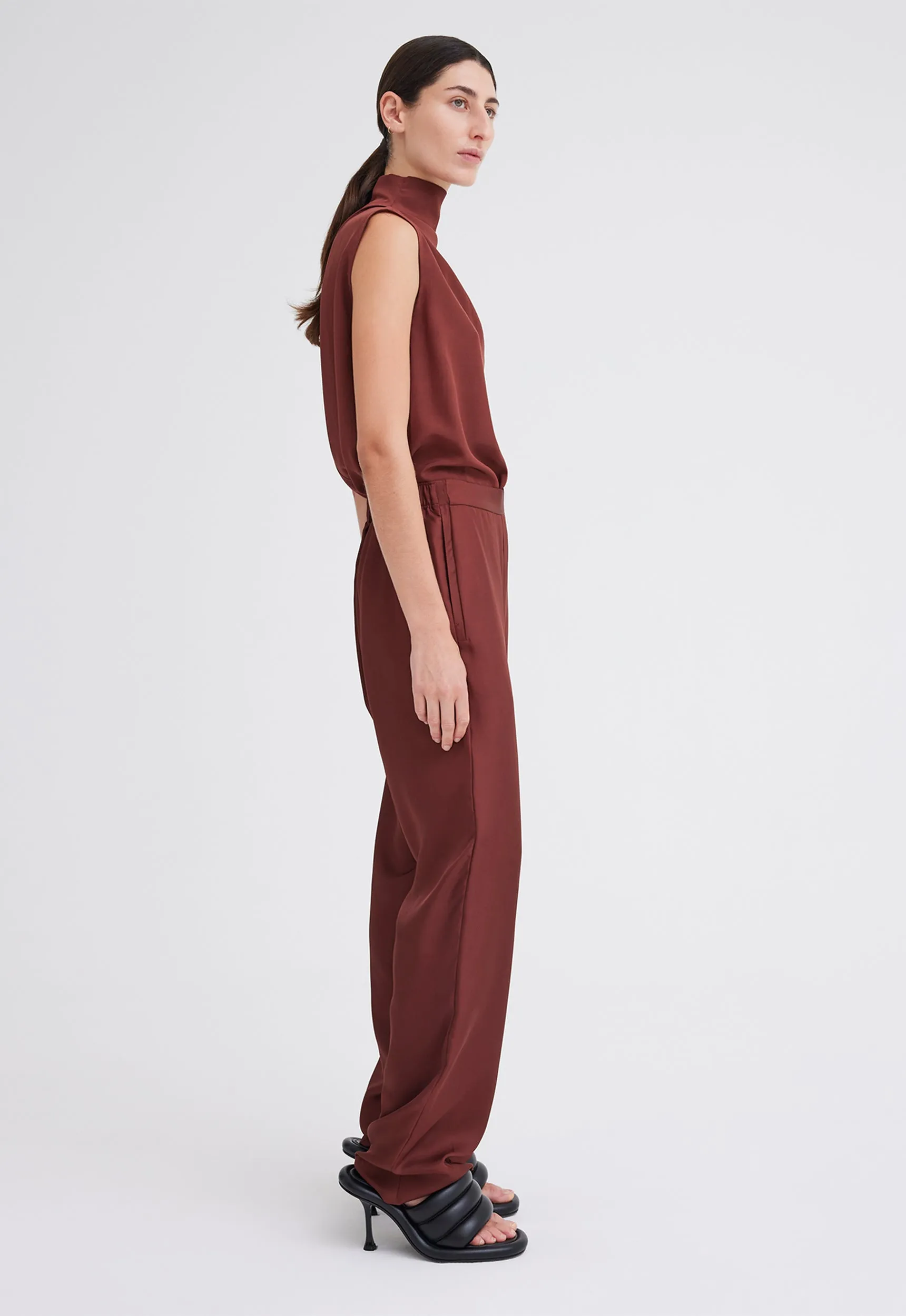 Adara Silk Pant - Burbank Red