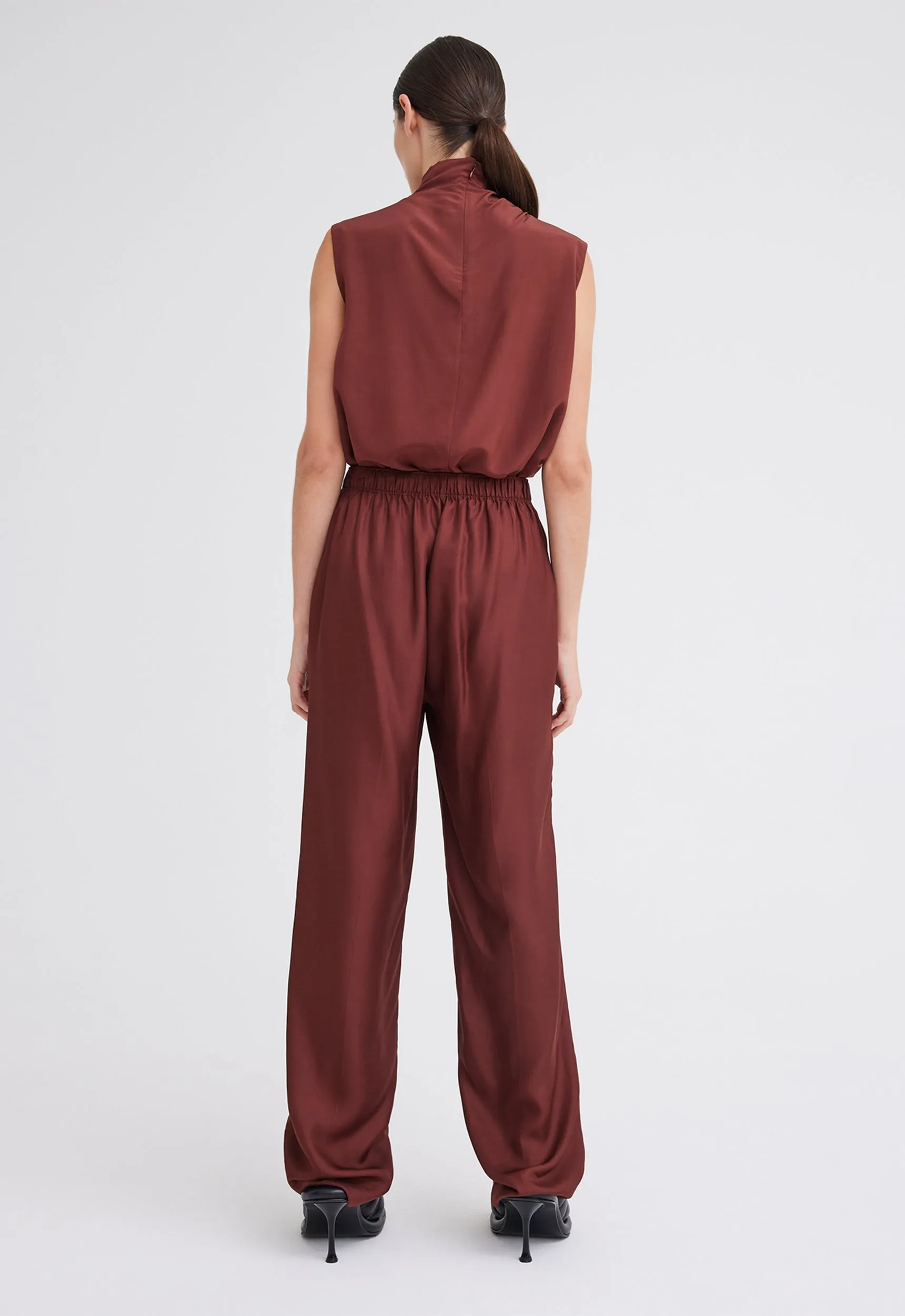 Adara Silk Pant - Burbank Red