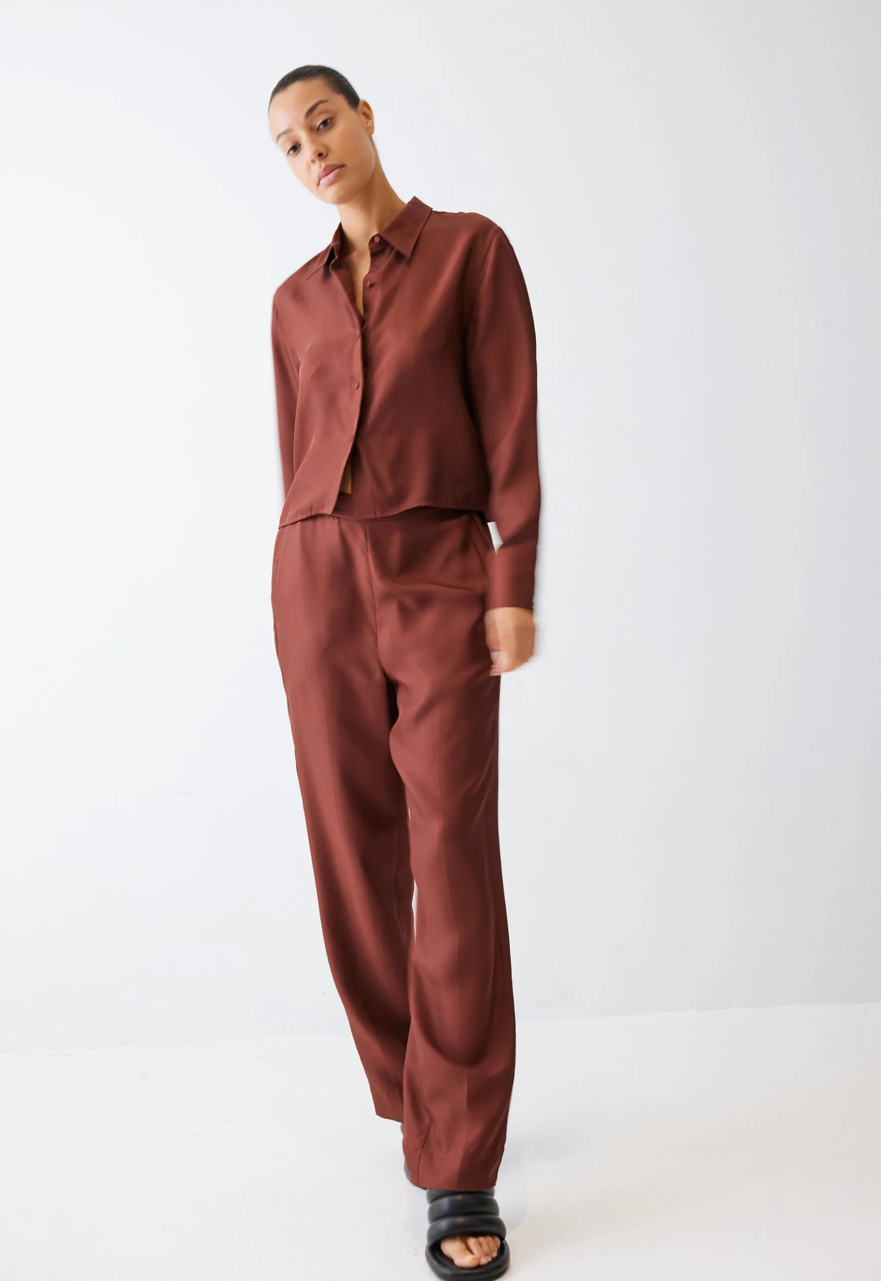Adara Silk Pant - Burbank Red