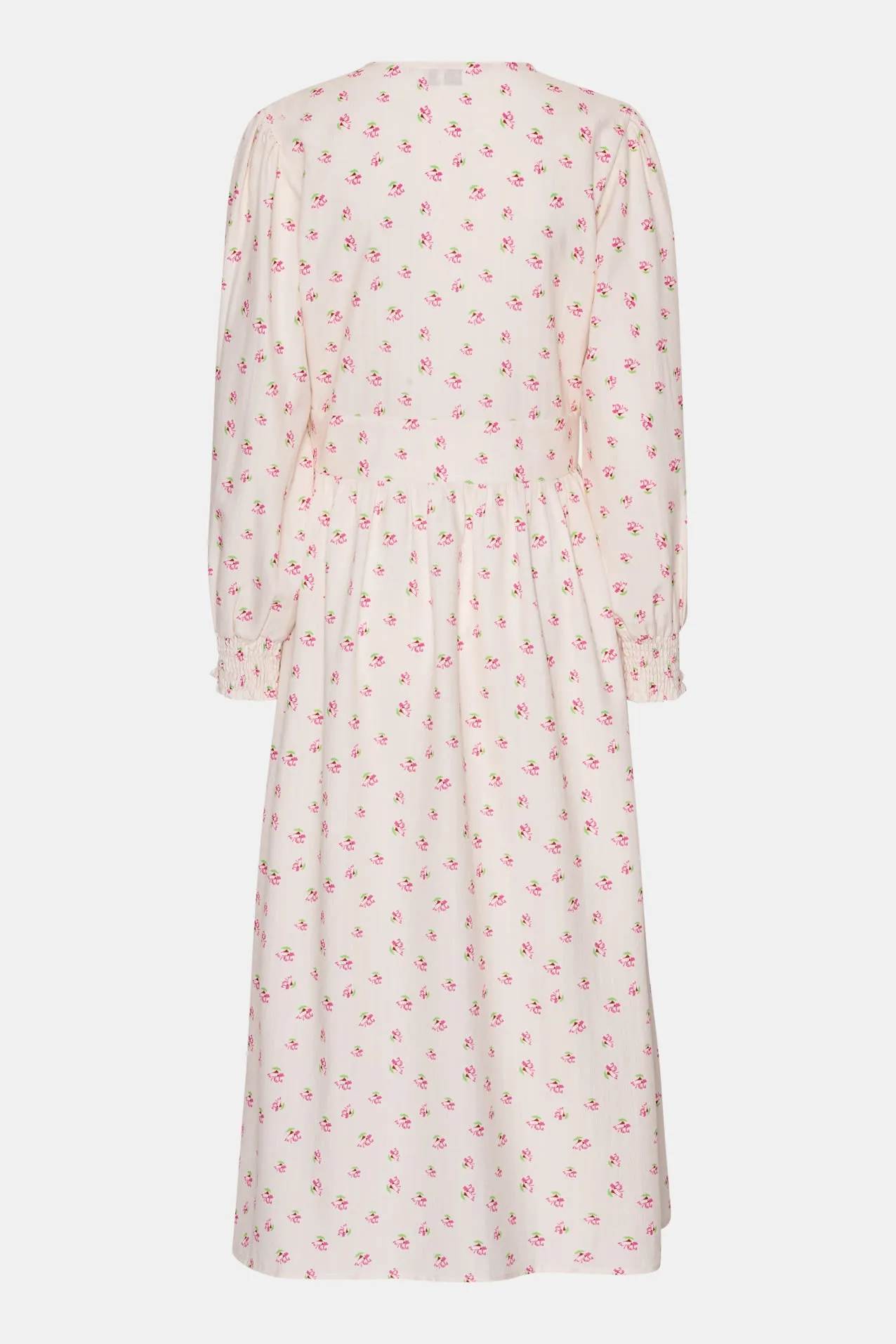 AdelIC Lang Kjole - Beige Pink Blomsterprint