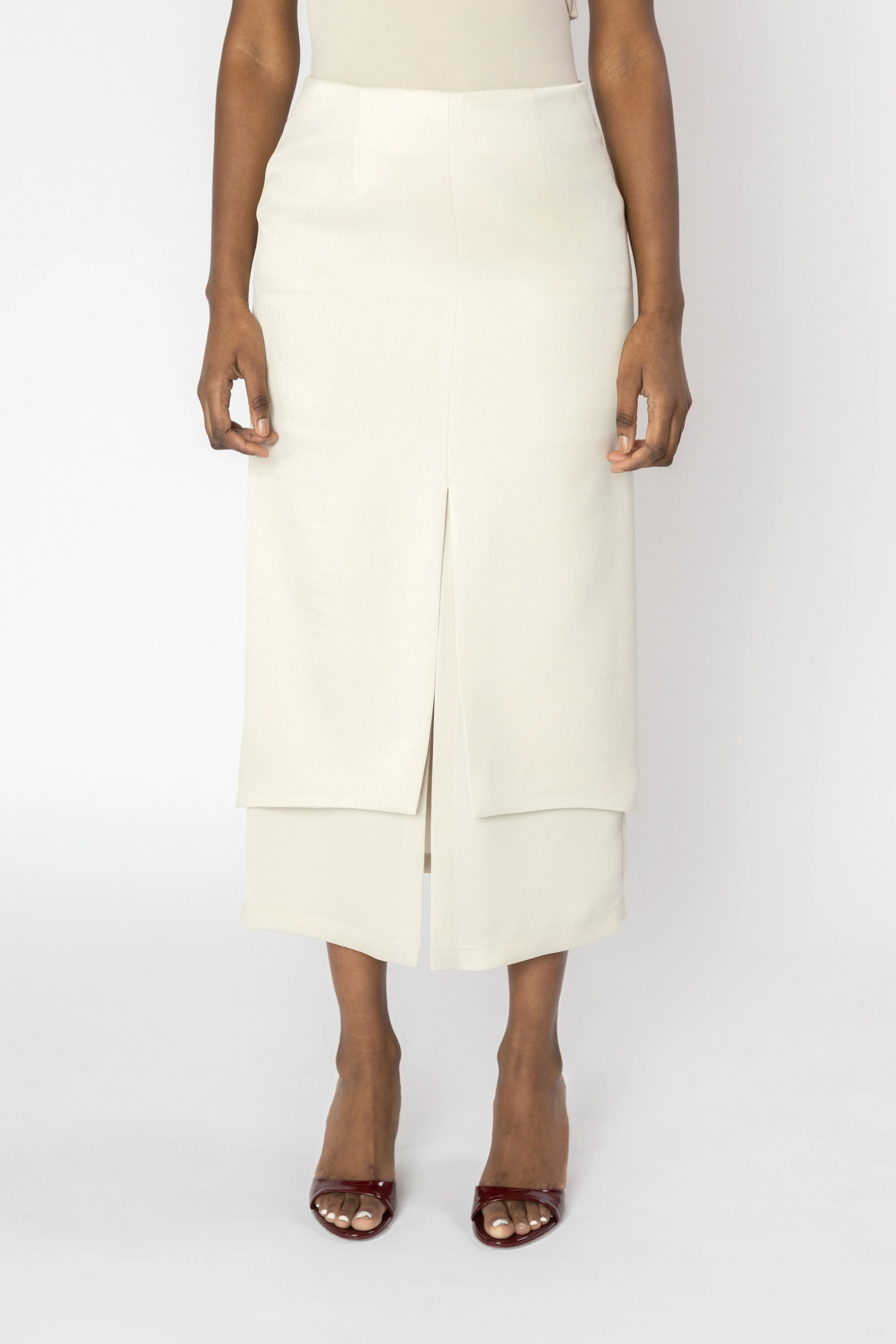 ADITI Layered Slit Midi Skirt