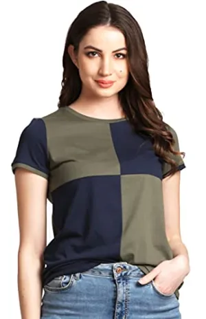 AELOMART Women's Top (AWT4035OLBL-M_Multicolor_Medium)