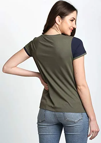 AELOMART Women's Top (AWT4035OLBL-M_Multicolor_Medium)