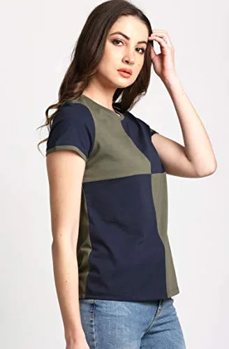 AELOMART Women's Top (AWT4035OLBL-M_Multicolor_Medium)