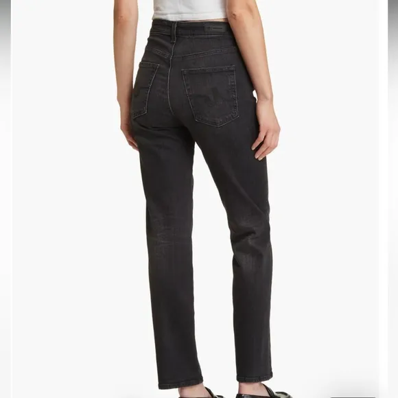 AG Saige High-Rise Ankle Straight Jeans Black Wash 6 Years‎ Catalyst 31