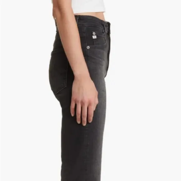 AG Saige High-Rise Ankle Straight Jeans Black Wash 6 Years‎ Catalyst 31