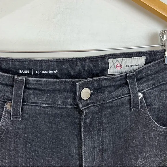 AG Saige High-Rise Ankle Straight Jeans Black Wash 6 Years‎ Catalyst 31
