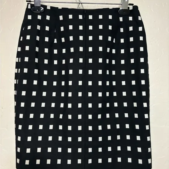 Akris Punto Black White Checkered Square Print Pencil Skirt Careerwear Office 2