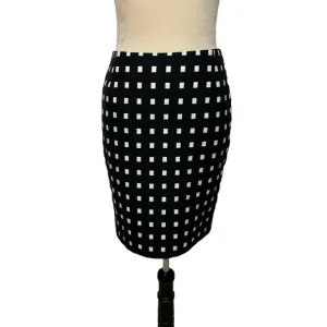 Akris Punto Black White Checkered Square Print Pencil Skirt Careerwear Office 2
