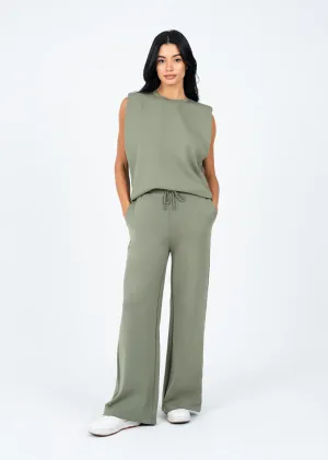 All-Around Lounge Wide Leg Trouser Khaki FINAL SALE