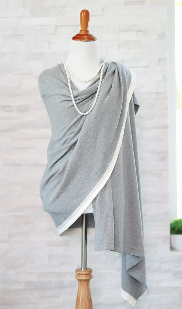 All Season Scarf - LIGHT GRAY WITH IVORY STRIPE