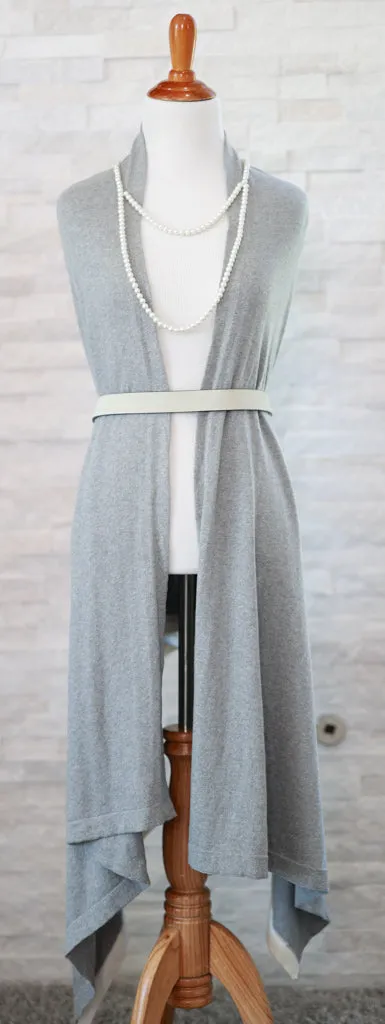 All Season Scarf - LIGHT GRAY WITH IVORY STRIPE