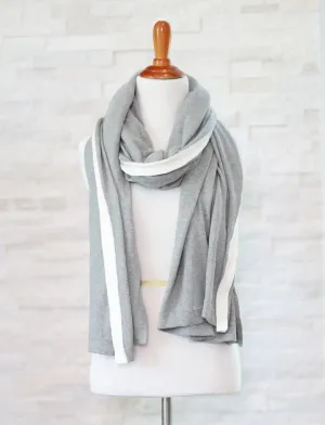 All Season Scarf - LIGHT GRAY WITH IVORY STRIPE