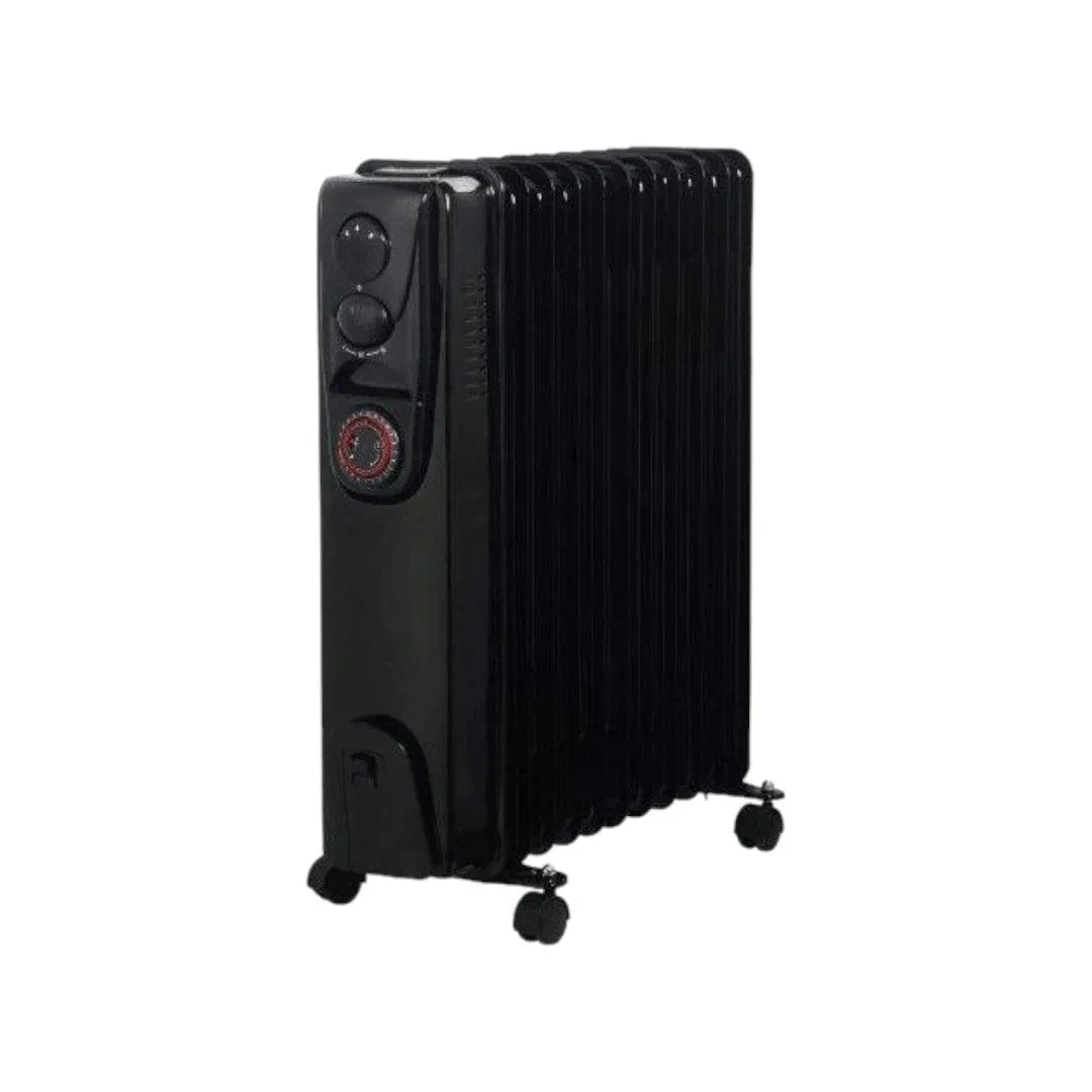 ALVA 11 Fins 2500W Oil Filled Heater Timer Function Glossy Black AOH202-11