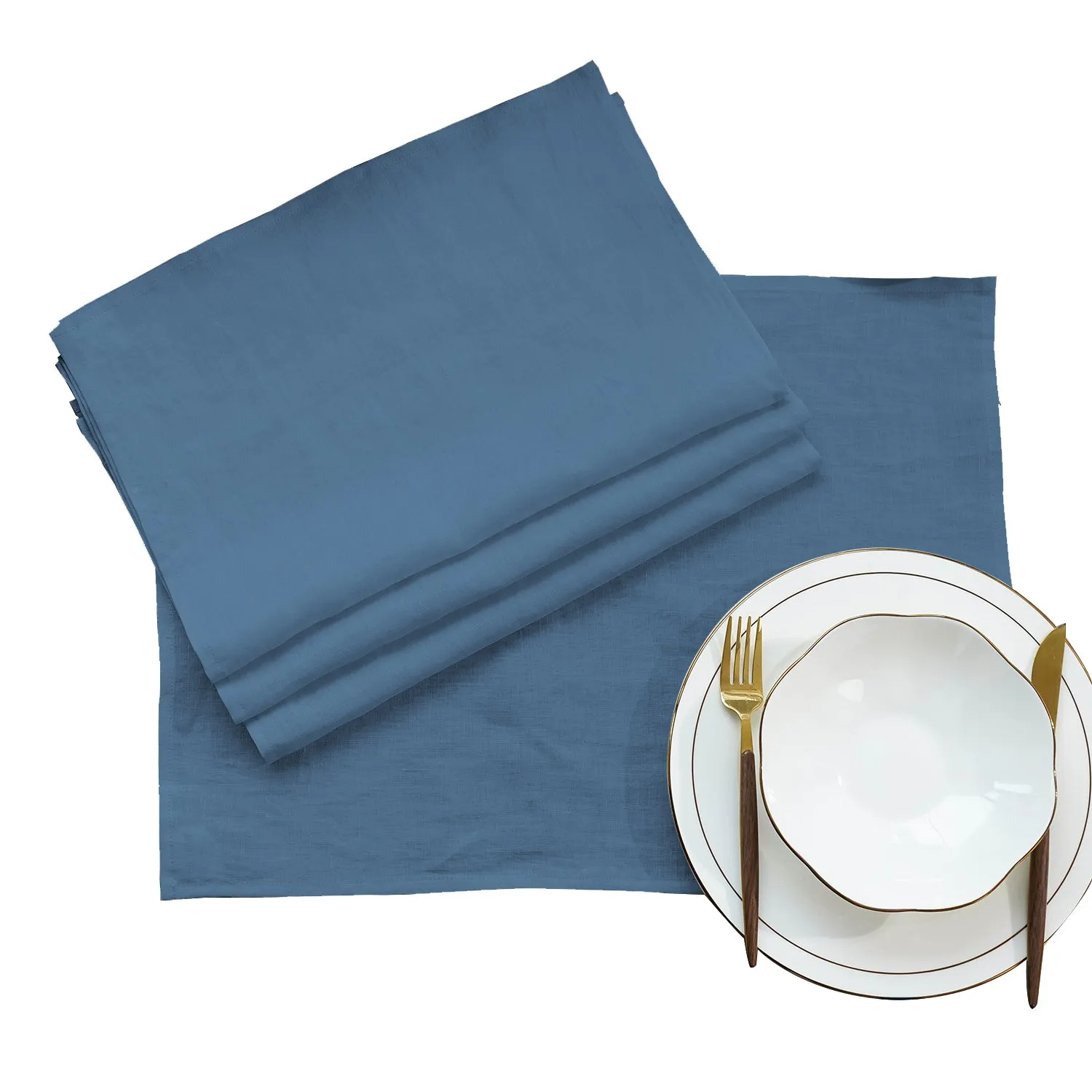 Amazhiyu 100% Linen Placemats Rustic Fabric Place Mats for Dinner Table