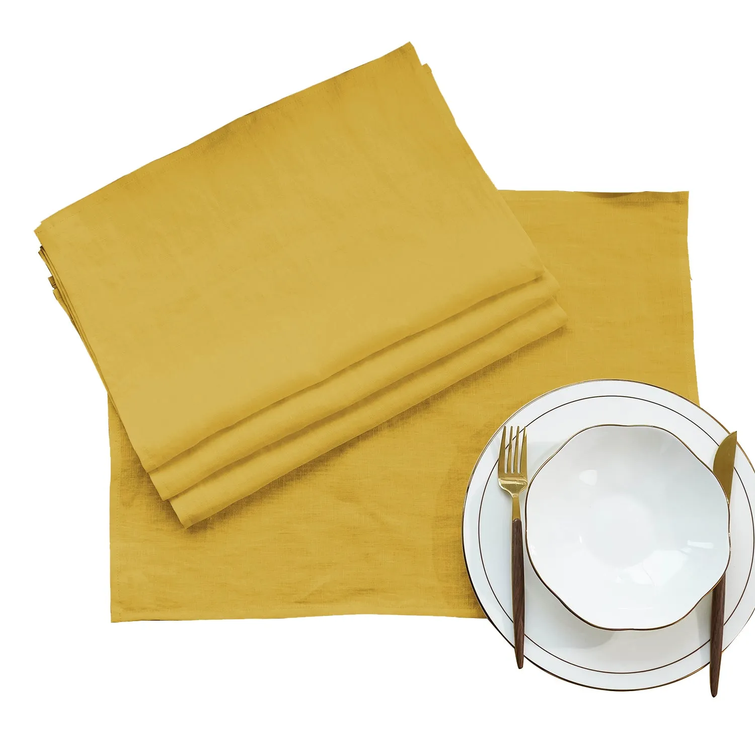 Amazhiyu 100% Linen Placemats Rustic Fabric Place Mats for Dinner Table