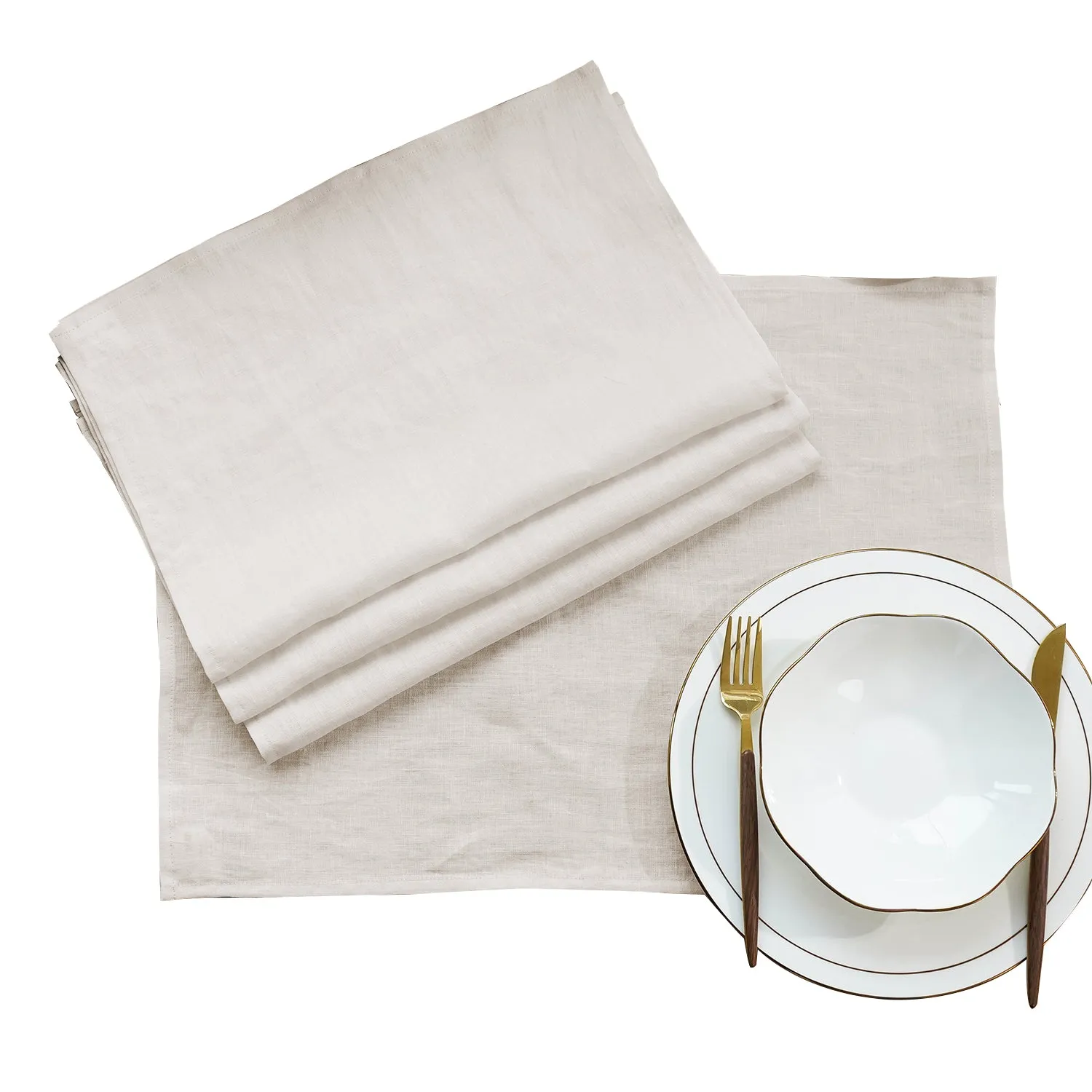 Amazhiyu 100% Linen Placemats Rustic Fabric Place Mats for Dinner Table
