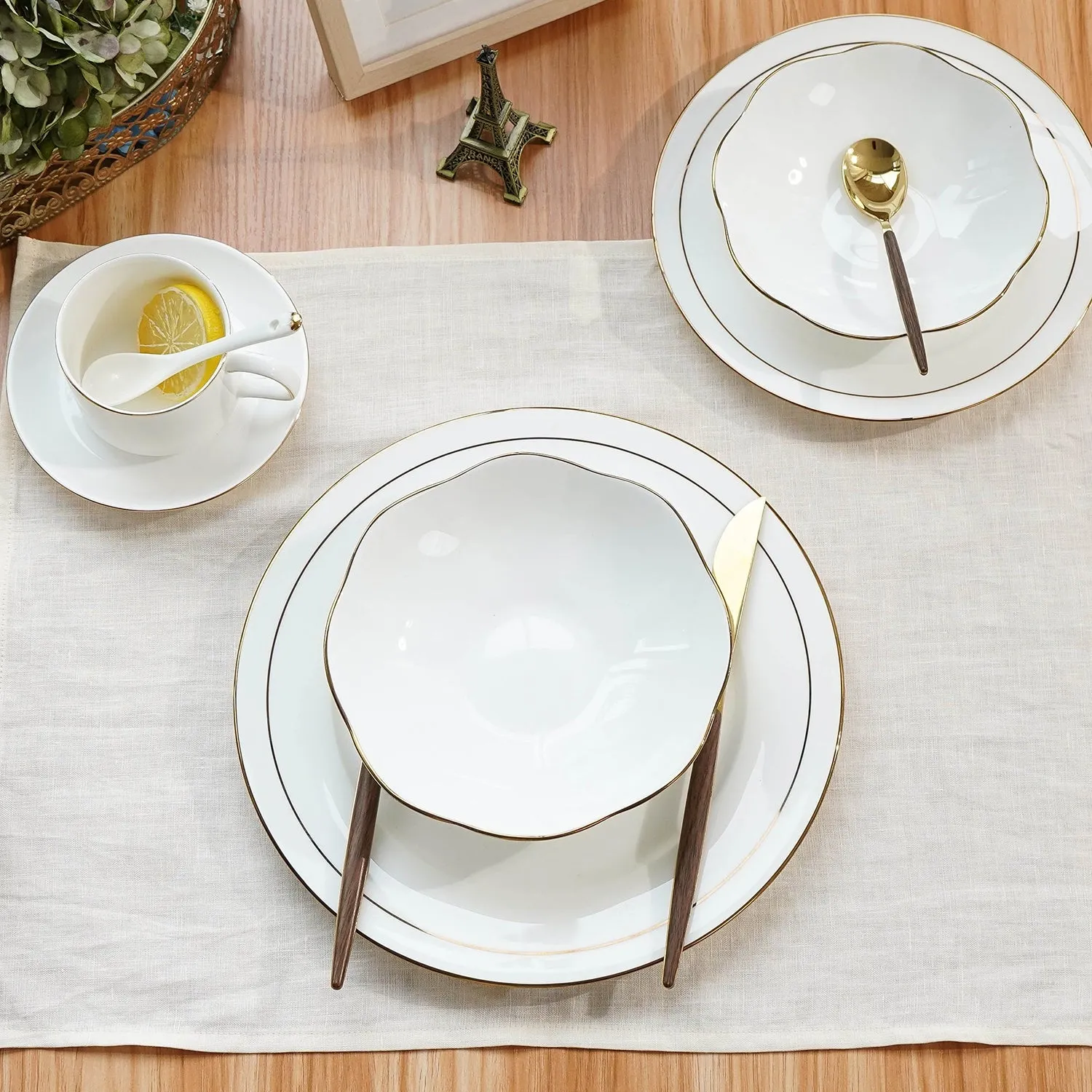 Amazhiyu 100% Linen Placemats Rustic Fabric Place Mats for Dinner Table