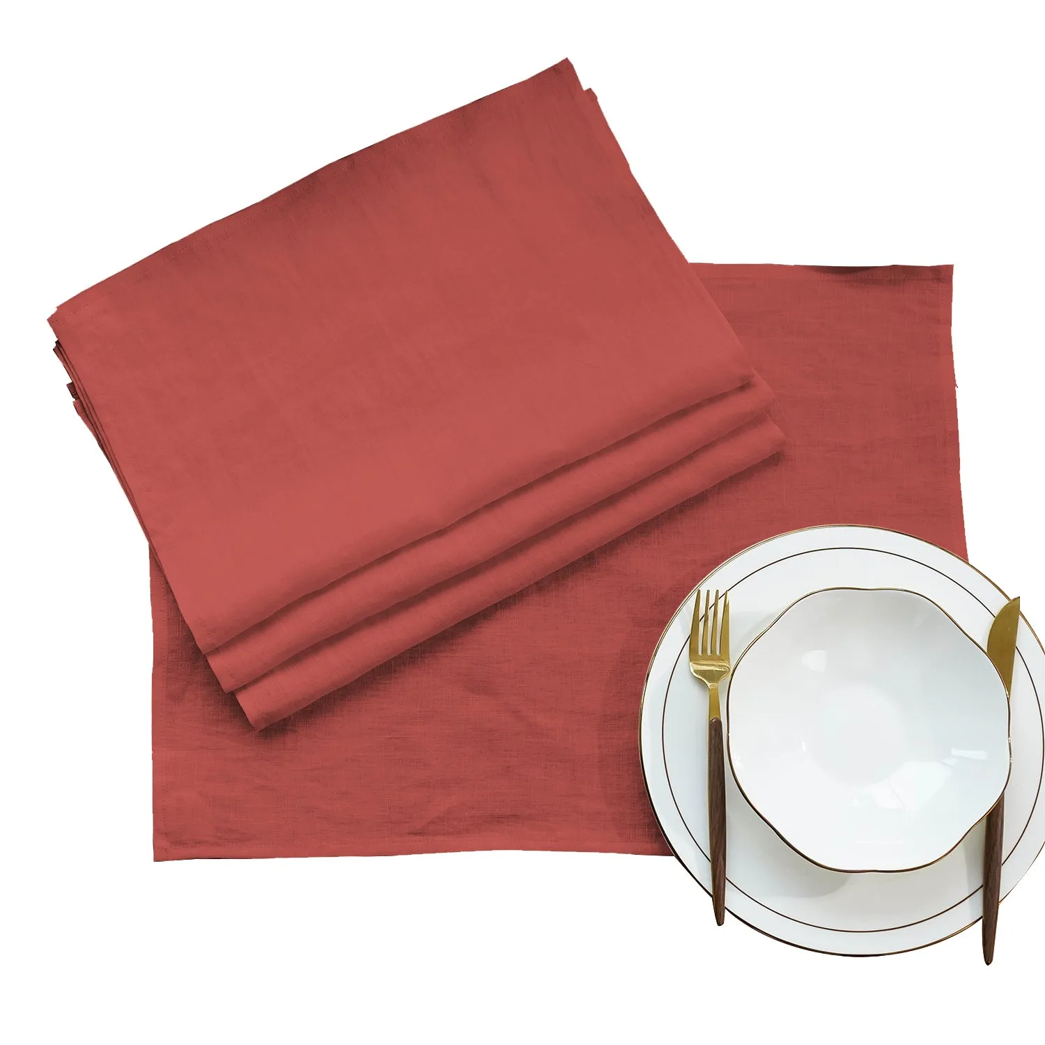 Amazhiyu 100% Linen Placemats Rustic Fabric Place Mats for Dinner Table