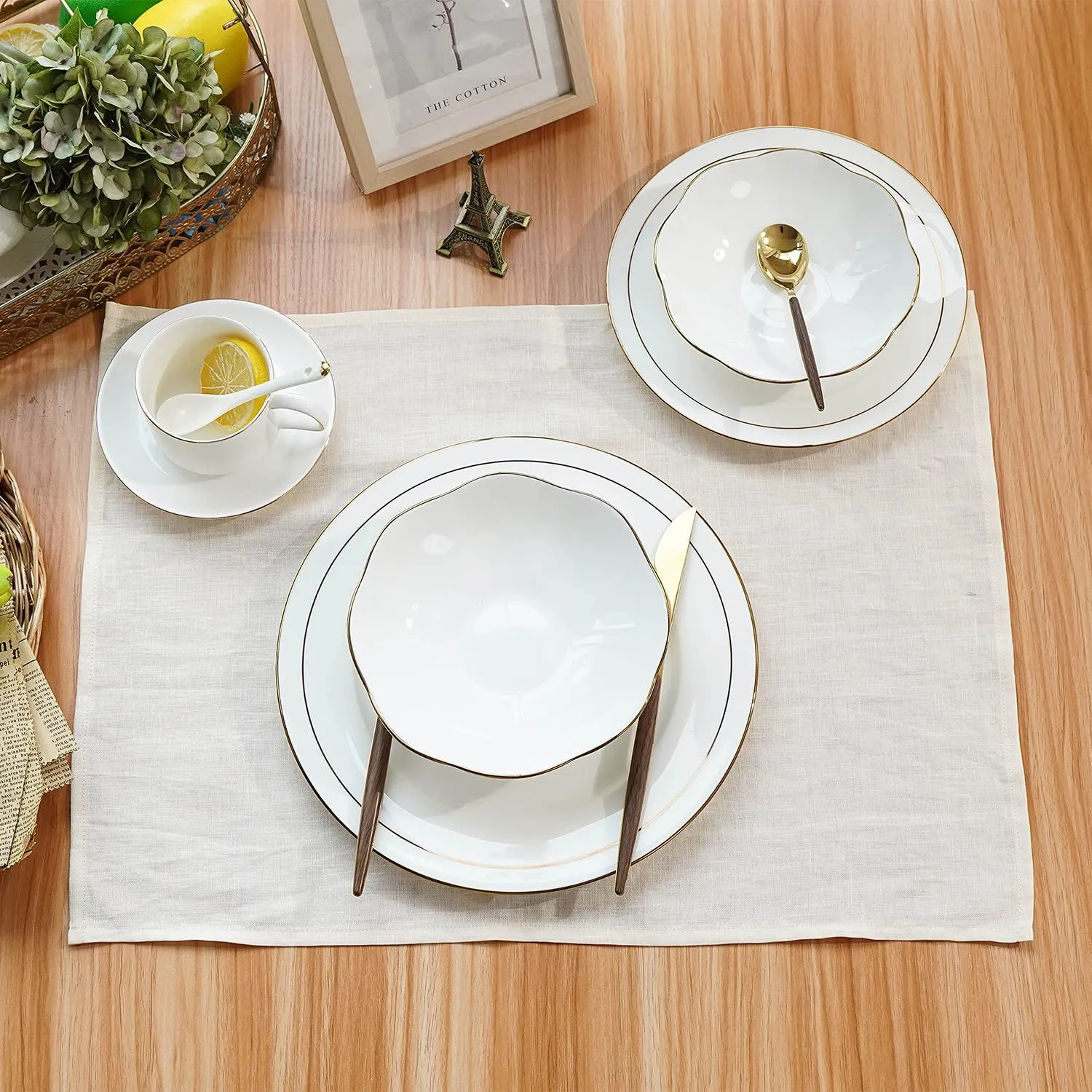 Amazhiyu 100% Linen Placemats Rustic Fabric Place Mats for Dinner Table