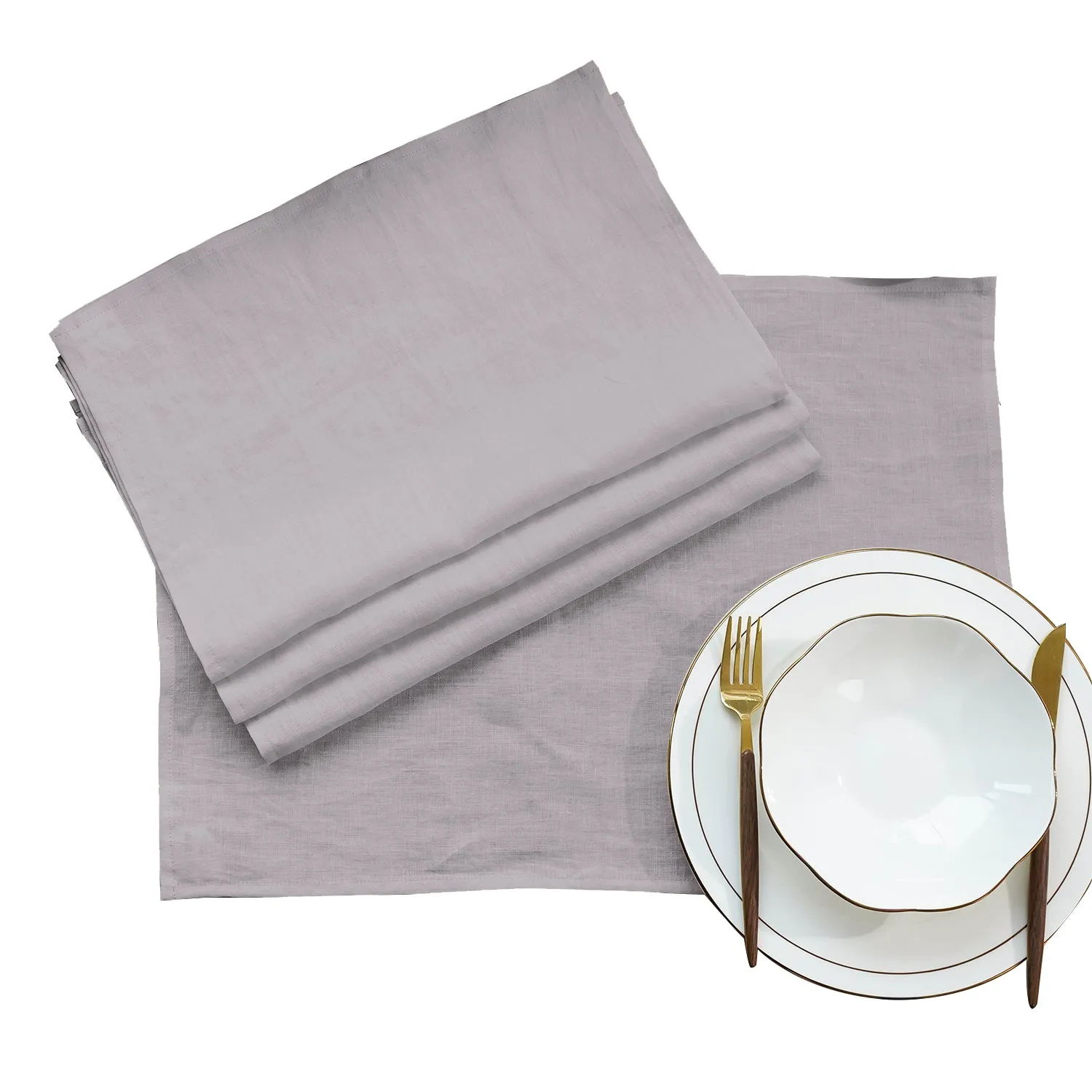 Amazhiyu 100% Linen Placemats Rustic Fabric Place Mats for Dinner Table