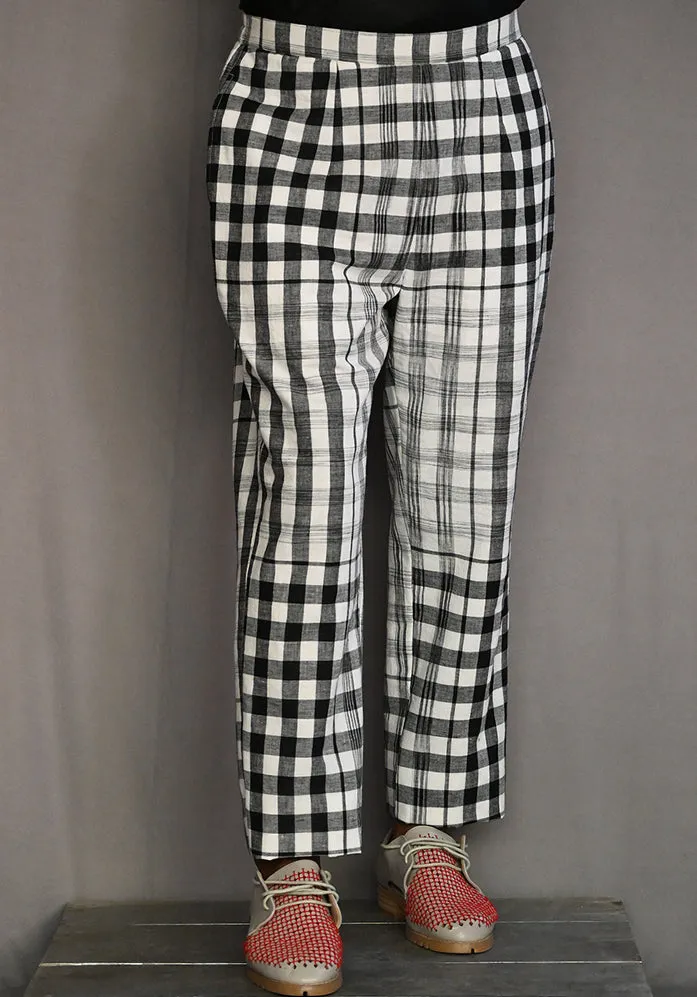 Amrich  Pants Handwoven Cotton Check Narrow Leg