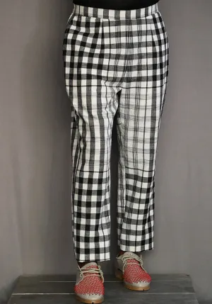 Amrich  Pants Handwoven Cotton Check Narrow Leg