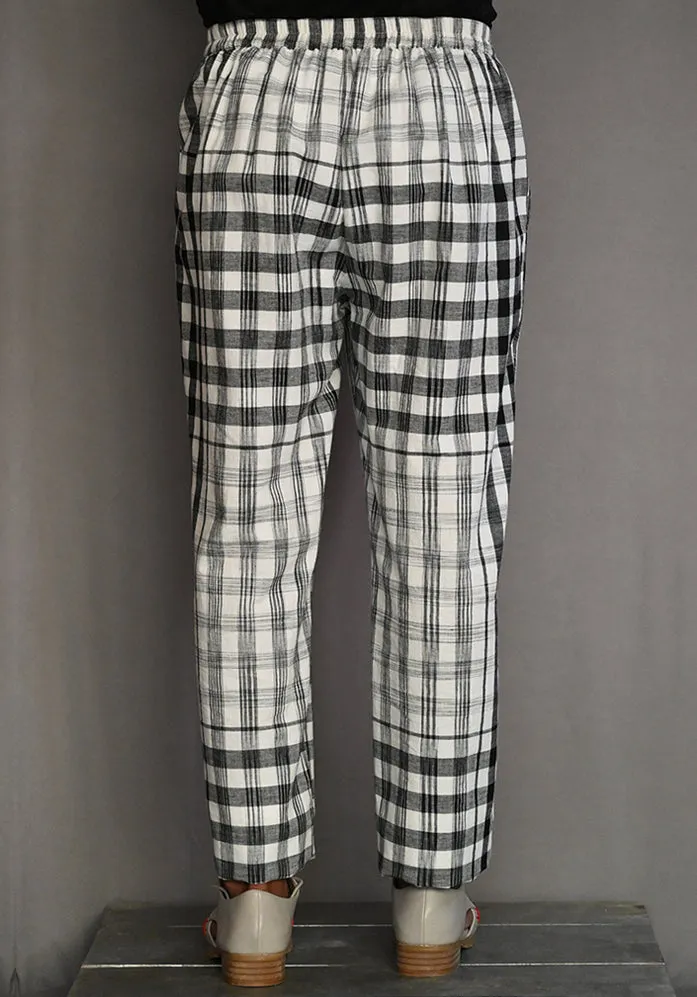 Amrich  Pants Handwoven Cotton Check Narrow Leg