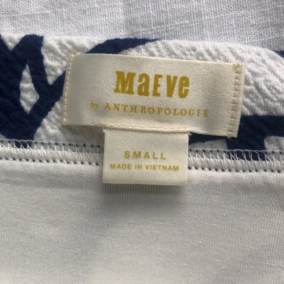 Anthropologie Maeve Amiens White and Blue Floral Flounce Midi Skirt Small