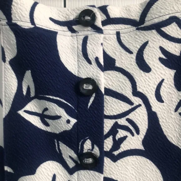 Anthropologie Maeve Amiens White and Blue Floral Flounce Midi Skirt Small