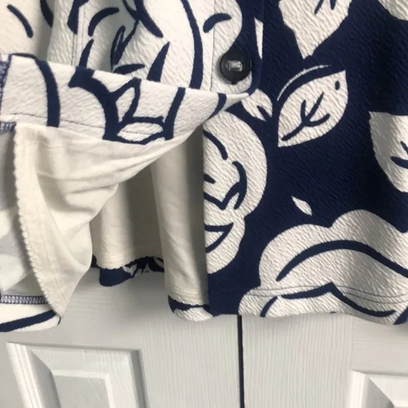 Anthropologie Maeve Amiens White and Blue Floral Flounce Midi Skirt Small