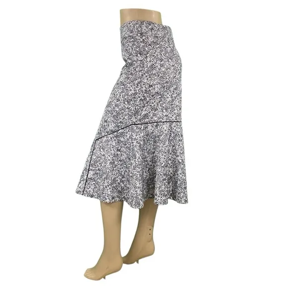Anthropologie Maeve Jacquard Boho Daisy Floral Midi Length Mermaid Trumpet Skirt