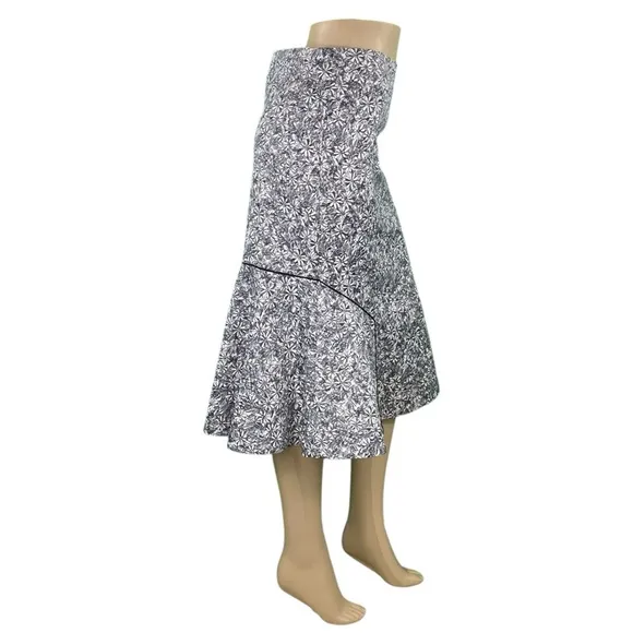 Anthropologie Maeve Jacquard Boho Daisy Floral Midi Length Mermaid Trumpet Skirt
