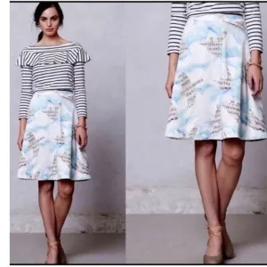 Anthropologie Maeve Songbird Music Circle A-Line Knee Length Skirt Size 4